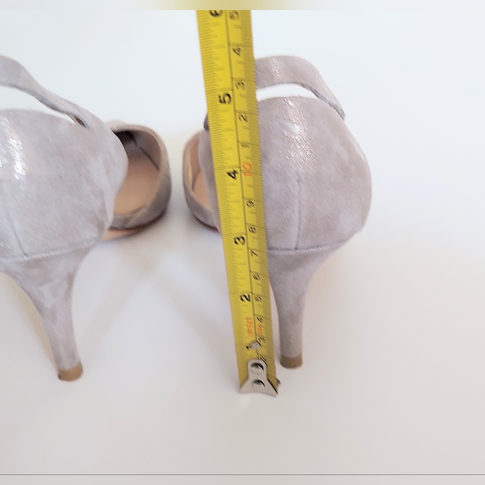 Pelle Moda Vero Cuoio Suede Leather Faux Slingback Heels Womens US 7.5M Shimmer - Picture 7 of 9